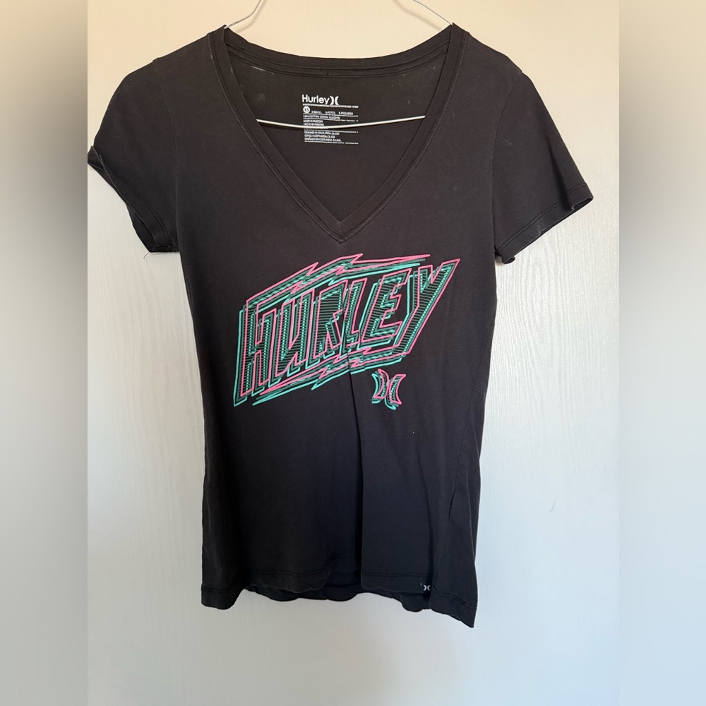 Hurley Women's Black Tee with Graphic Design